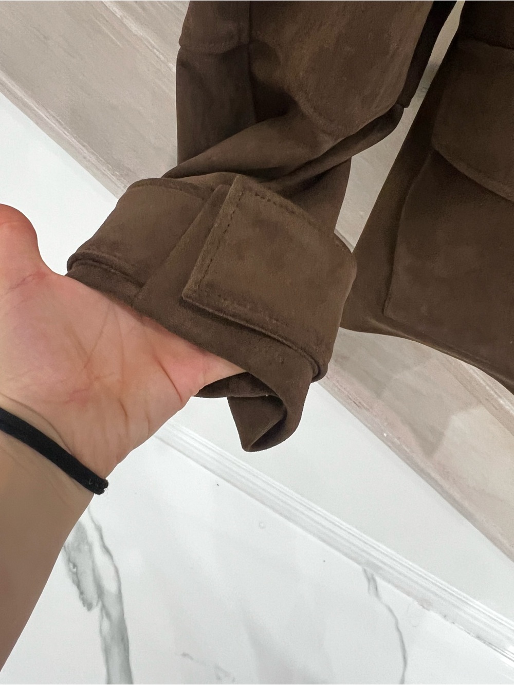 BNWT ZARA WOMAN FAUX SUEDE POCKET JACKET Dark brown - Picture 14 of 14